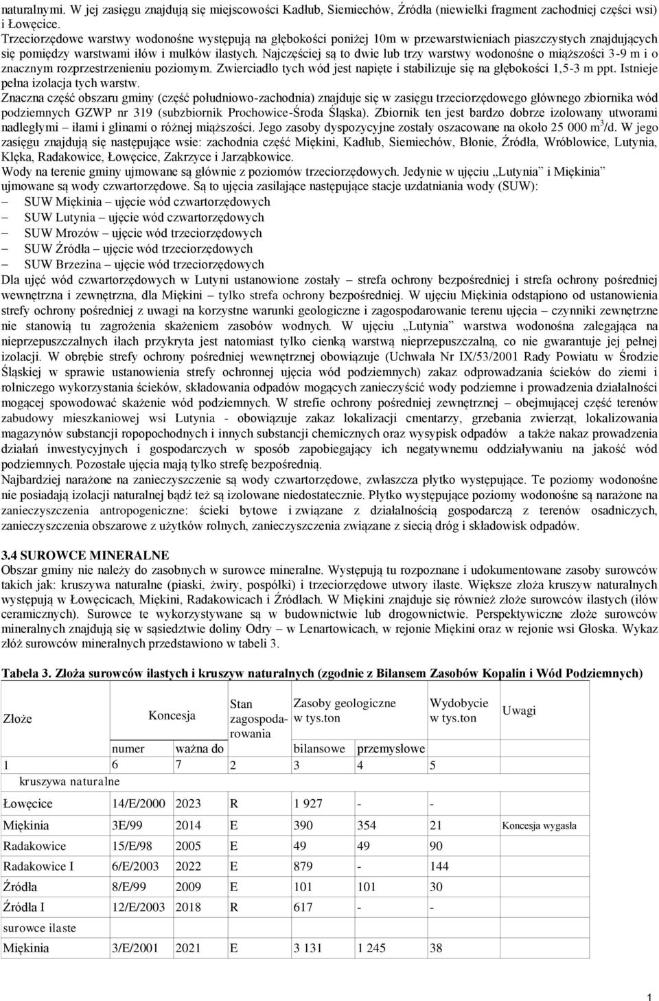poziomym Zwierciadło tych wód jest napięte i stabilizuje się na głębokości 1,5-3 m ppt Istnieje pełna izolacja tych warstw Znaczna część obszaru gminy (część południowo-zachodnia) znajduje się w