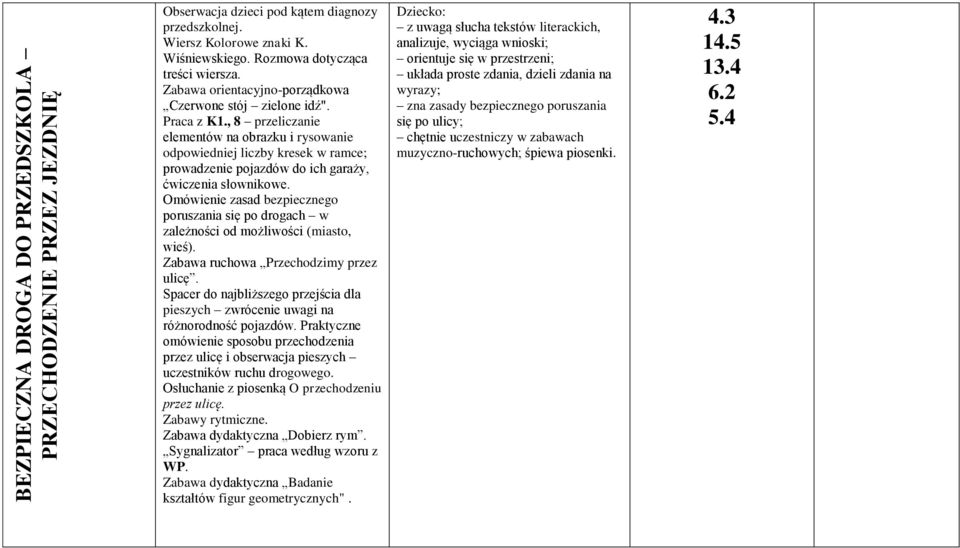 , 8 przeliczanie elementów na obrazku i rysowanie odpowiedniej liczby kresek w ramce; prowadzenie pojazdów do ich garaży, ćwiczenia słownikowe.