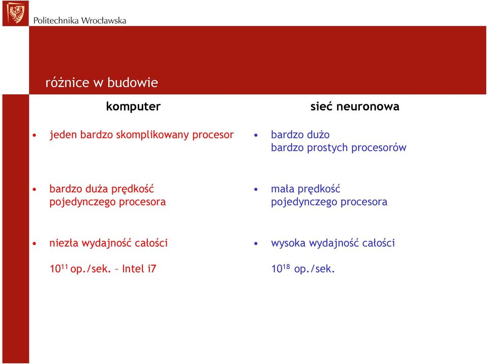 pojedynczego procesora mała prędkość pojedynczego procesora niezła