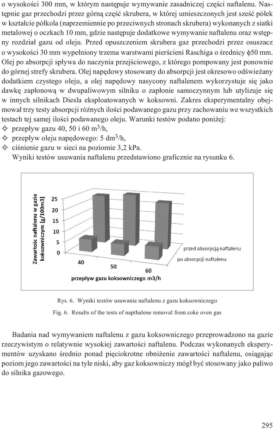oczkach 10 mm, gdzie nastêpuje dodatkowe wymywanie naftalenu oraz wstêpny rozdzia³ gazu od oleju.