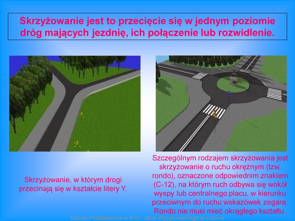 rondo), oznaczone odpowiednim znakiem Skrzyżowanie, w którym drogi (C-12), na którym ruch odbywa się wokół