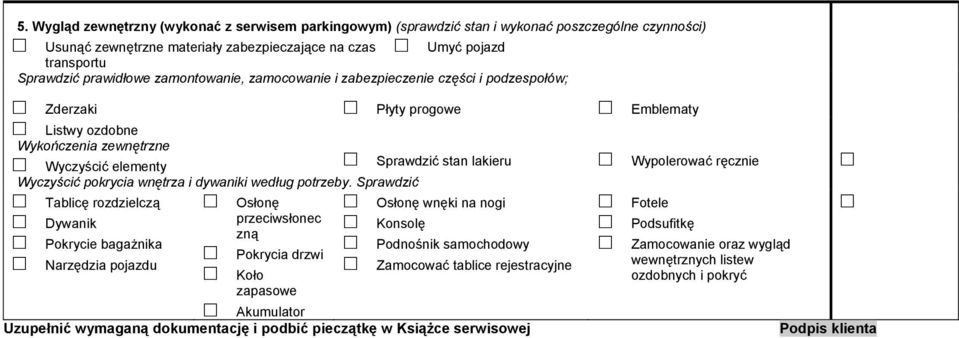 Wyczyścić pokrycia wnętrza i dywaniki według potrzeby.