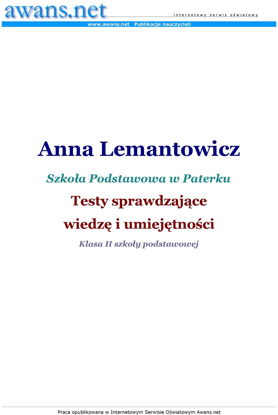 Podstawowa w Paterku Testy sprawdzające wiedzę i