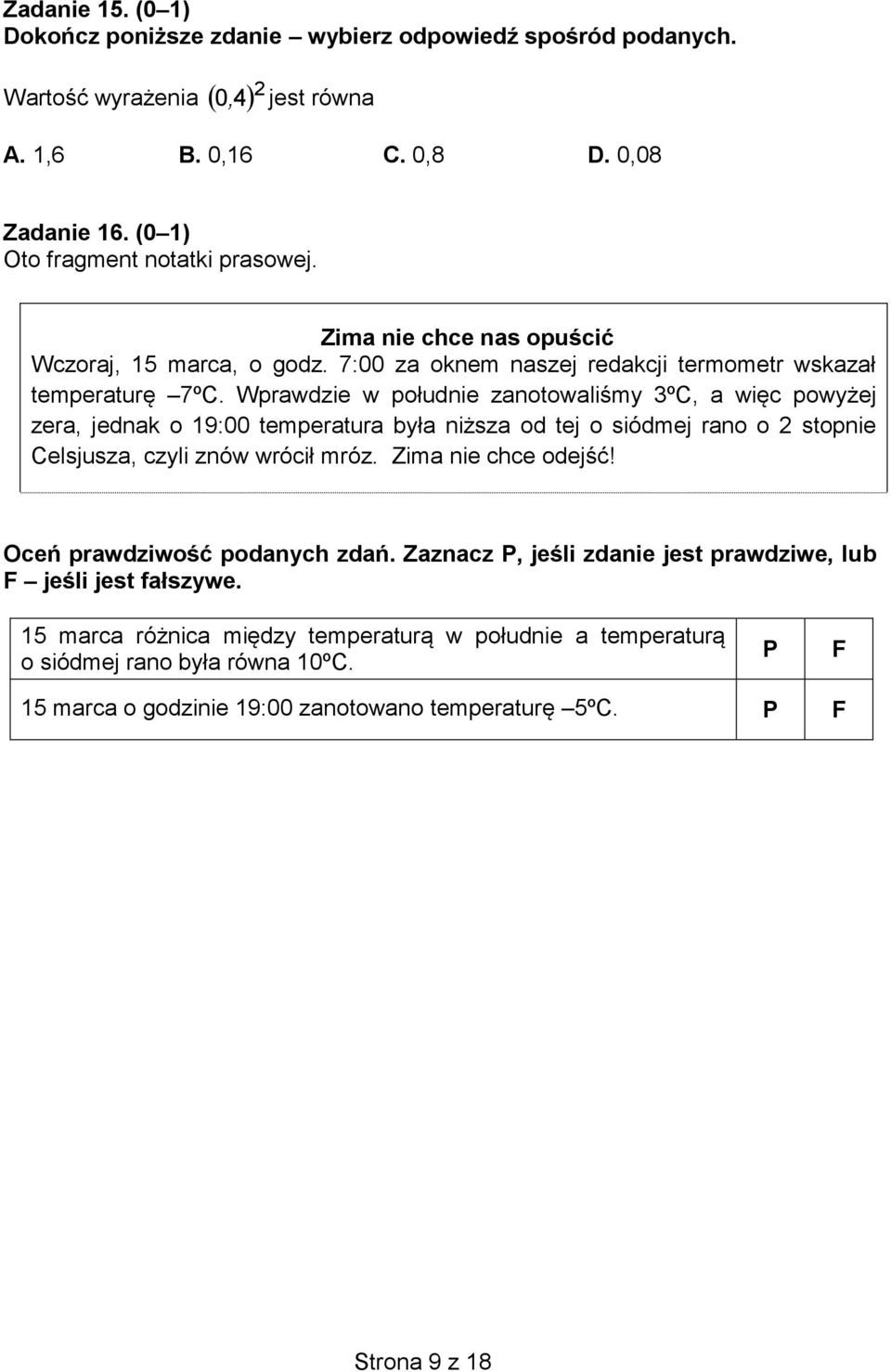 Wprawdzie w południe zanotowaliśmy 3ºC, a więc powyżej zera, jednak o 19:00 temperatura była niższa od tej o siódmej rano o 2 stopnie Celsjusza, czyli znów wrócił mróz. Zima nie chce odejść!