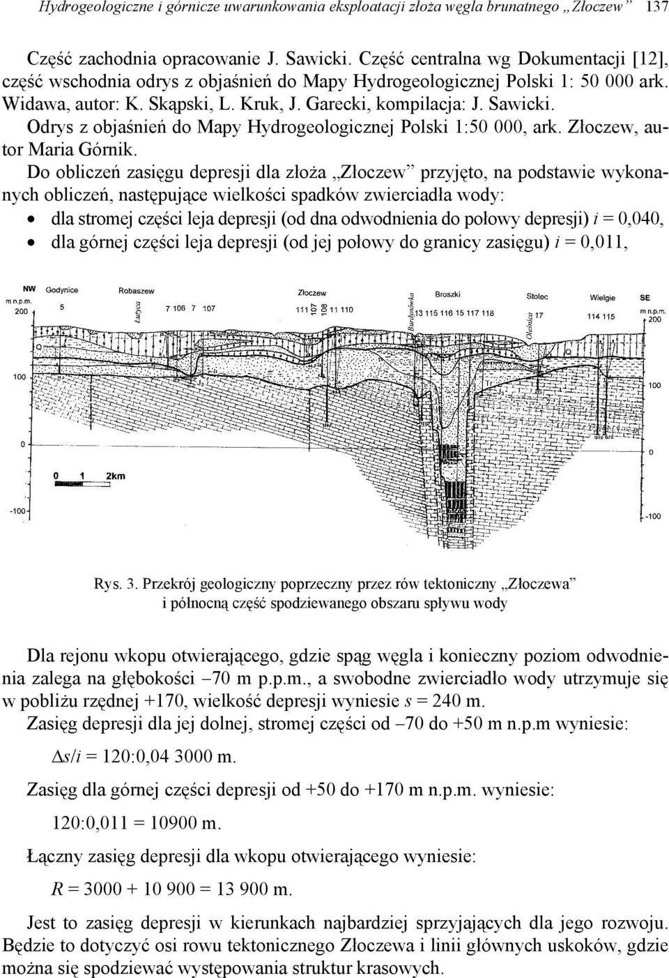 Odrys z objaśnień do Mapy Hydrogeologicznej Polski 1:50 000, ark. Złoczew, autor Maria Górnik.