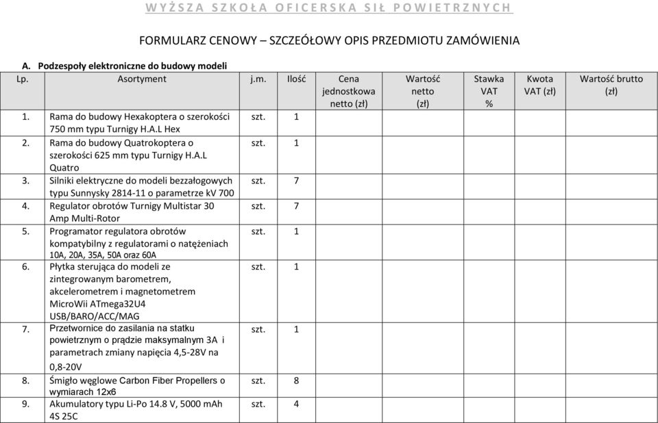 Regulator obrotów Turnigy Multistar 30 szt. 7 Amp Multi-Rotor 5. Programator regulatora obrotów kompatybilny z regulatorami o natężeniach 10A, 20A, 35A, 50A oraz 60A 6.