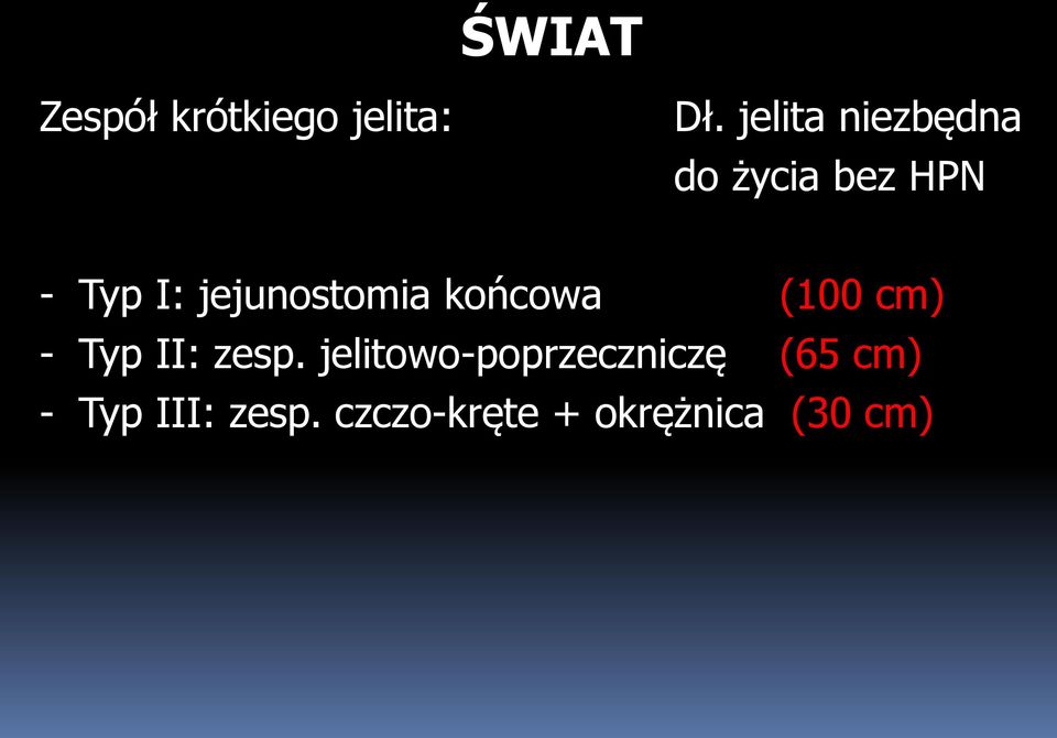 jejunostomia końcowa (100 cm) - Typ II: zesp.