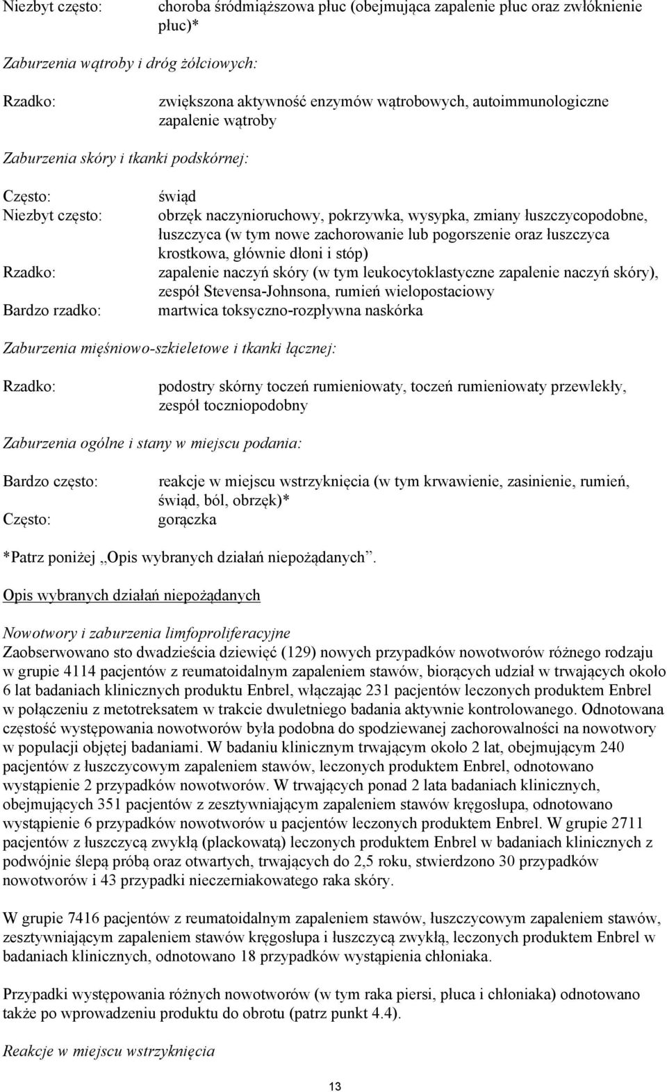 łuszczyca (w tym nowe zachorowanie lub pogorszenie oraz łuszczyca krostkowa, głównie dłoni i stóp) zapalenie naczyń skóry (w tym leukocytoklastyczne zapalenie naczyń skóry), zespół Stevensa-Johnsona,