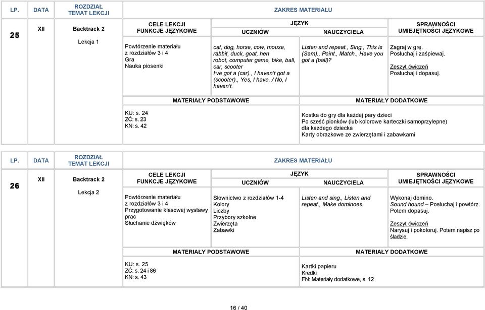 Posłuchaj i dopasuj. KU: s. 24 ZĆ: s. 23 KN: s.