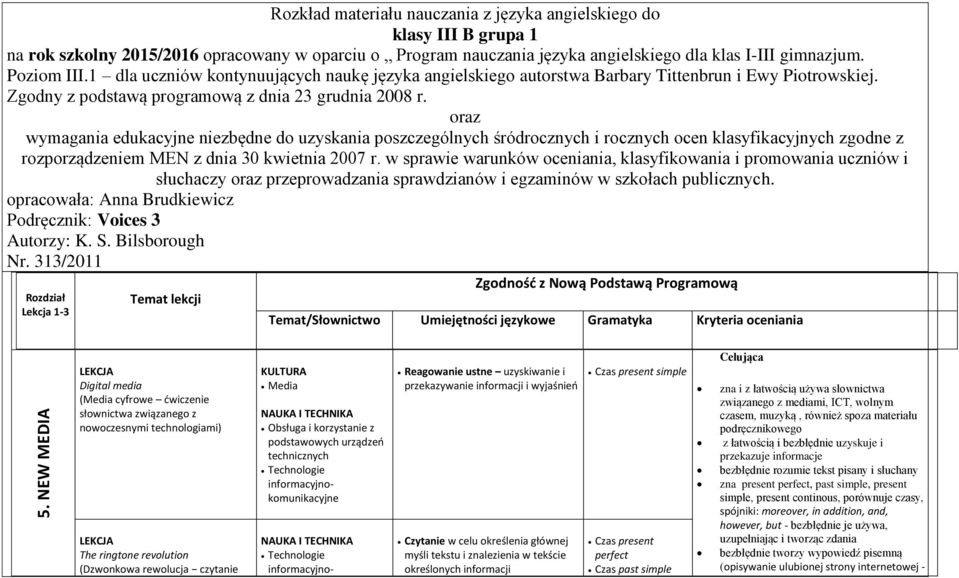 oraz wymagania edukacyjne niezbędne do uzyskania poszczególnych śródrocznych i rocznych ocen klasyfikacyjnych zgodne z rozporządzeniem MEN z dnia 30 kwietnia 2007 r.