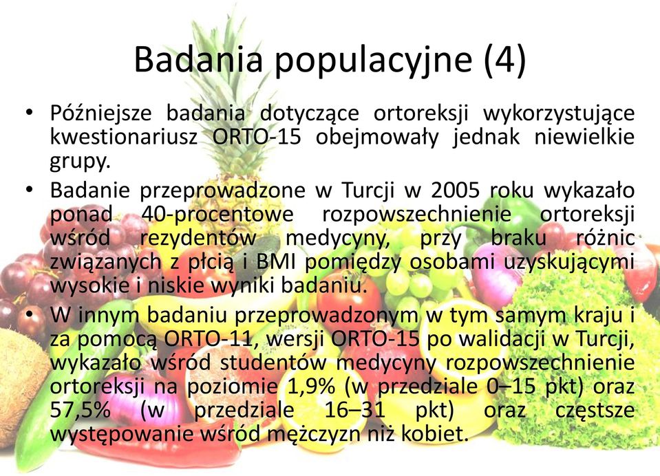BMI pomiędzy osobami uzyskującymi wysokie i niskie wyniki badaniu.
