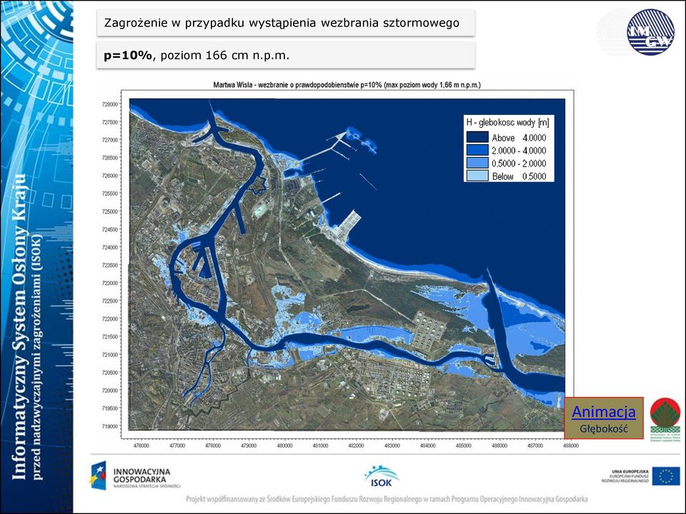 sztormowego p=10%, poziom