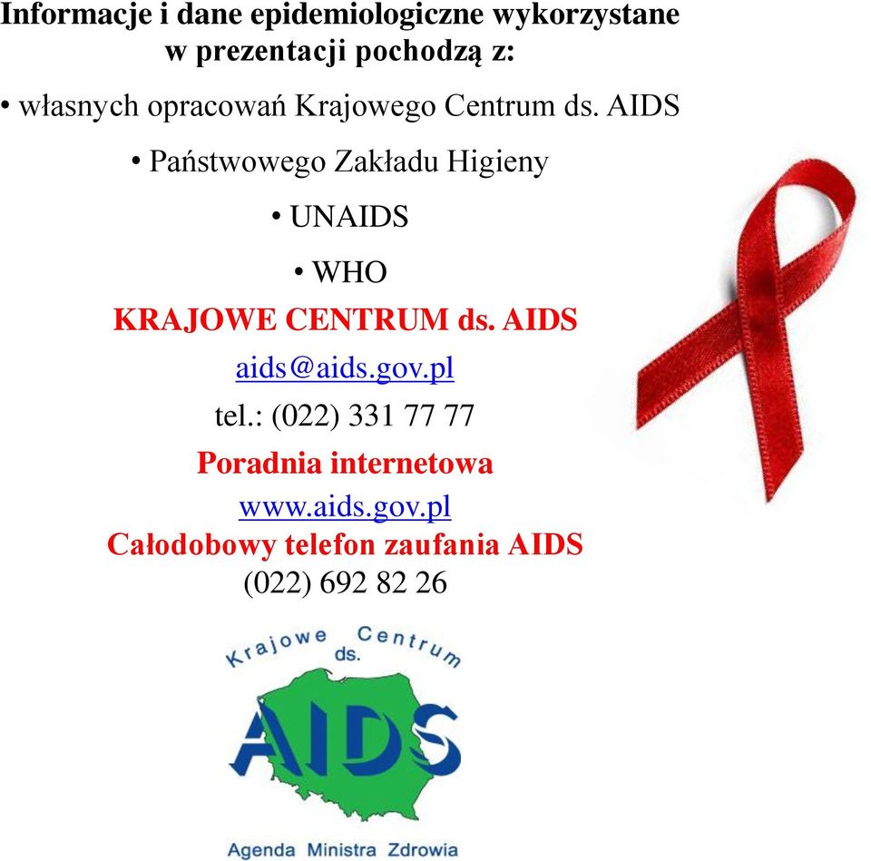 AIDS Państwowego Zakładu Higieny UNAIDS WHO KRAJOWE CENTRUM ds.