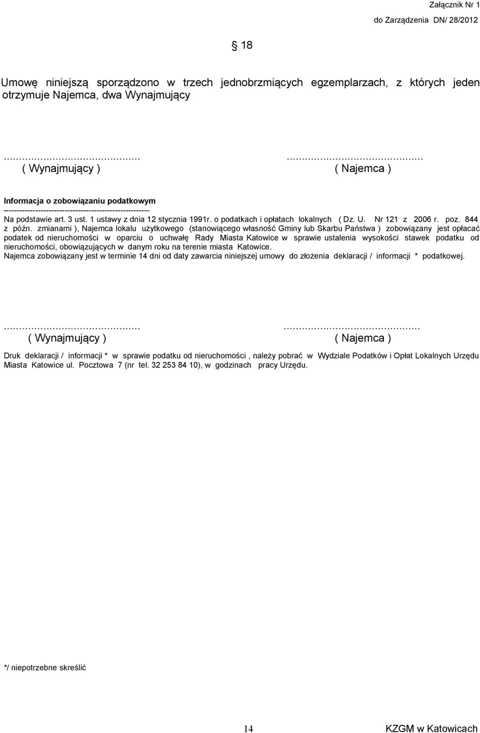 o podatkach i opłatach lokalnych ( Dz. U. Nr 121 z 2006 r. poz. 844 z późn.