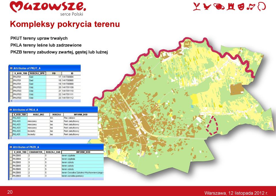 leśne lub zadrzewione PKZB tereny