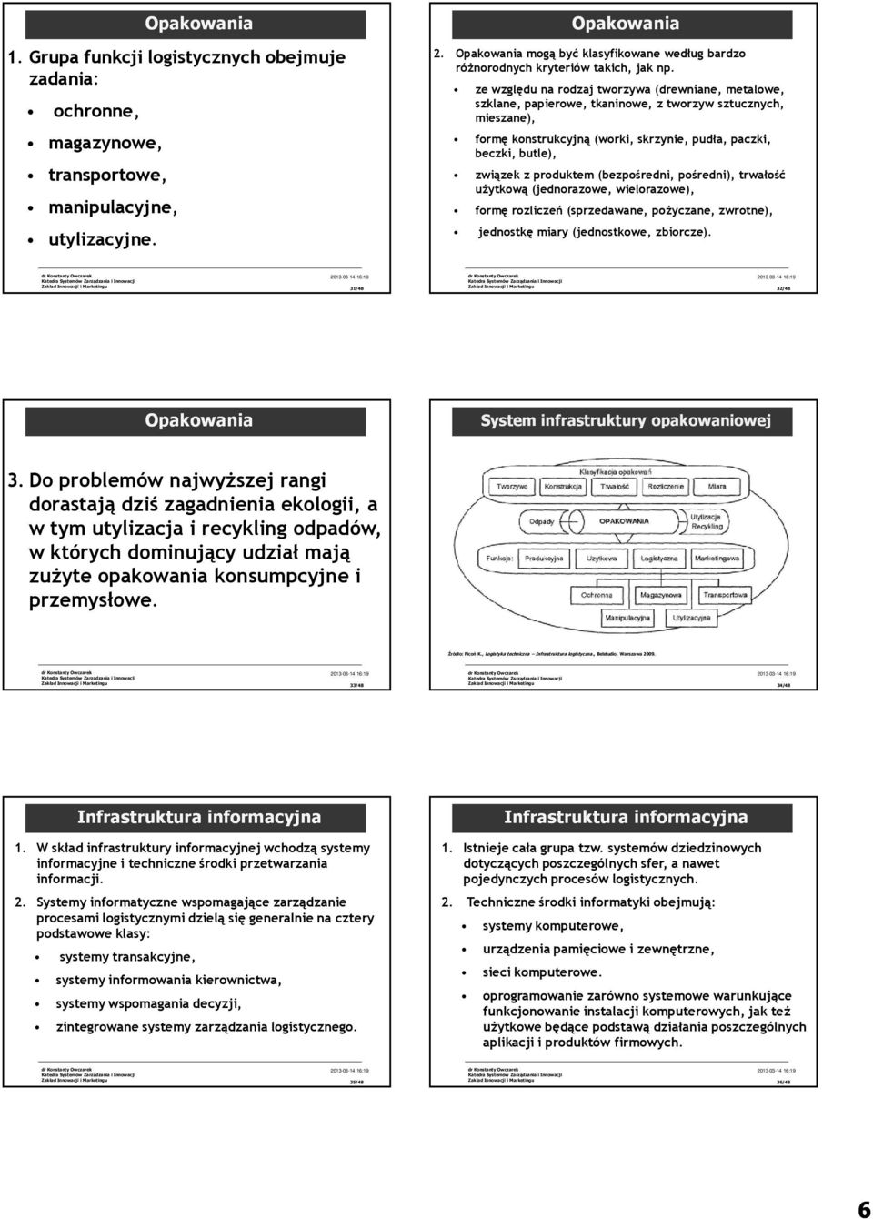 produktem (bezpośredni, pośredni), trwałość uŝytkową (jednorazowe, wielorazowe), formę rozliczeń (sprzedawane, poŝyczane, zwrotne), jednostkę miary (jednostkowe, zbiorcze).