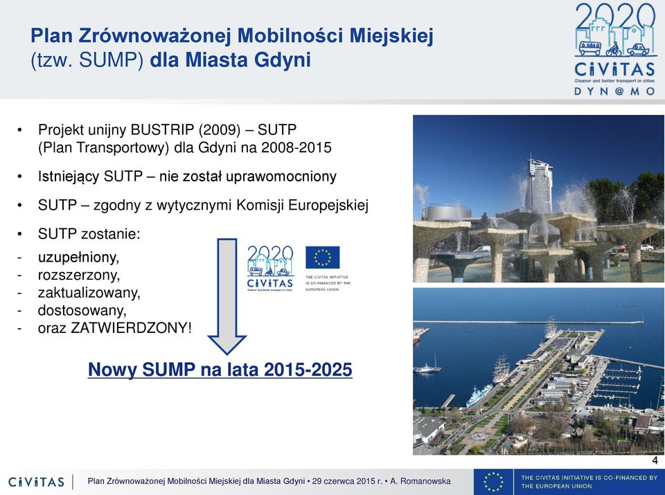 2008-2015 Istniejący SUTP nie został uprawomocniony SUTP zgodny z wytycznymi Komisji