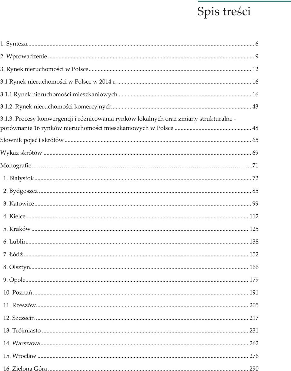 .. 65 Wykaz skrótów... 69 Monografie...71 1. Białystok... 72 2. Bydgoszcz... 85 3. Katowice... 99 4. Kielce... 112 5. Kraków... 125 6. Lublin... 138 7. Łódź... 152 8. Olsztyn... 166 9.