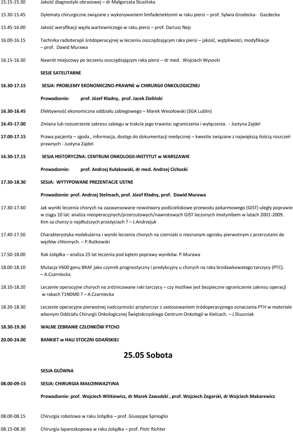 15 Technika radioterapii śródoperacyjnej w leczeniu oszczędzającym raka piersi jakość, wątpliwości, modyfikacje prof. Dawid Murawa 16.15-16.