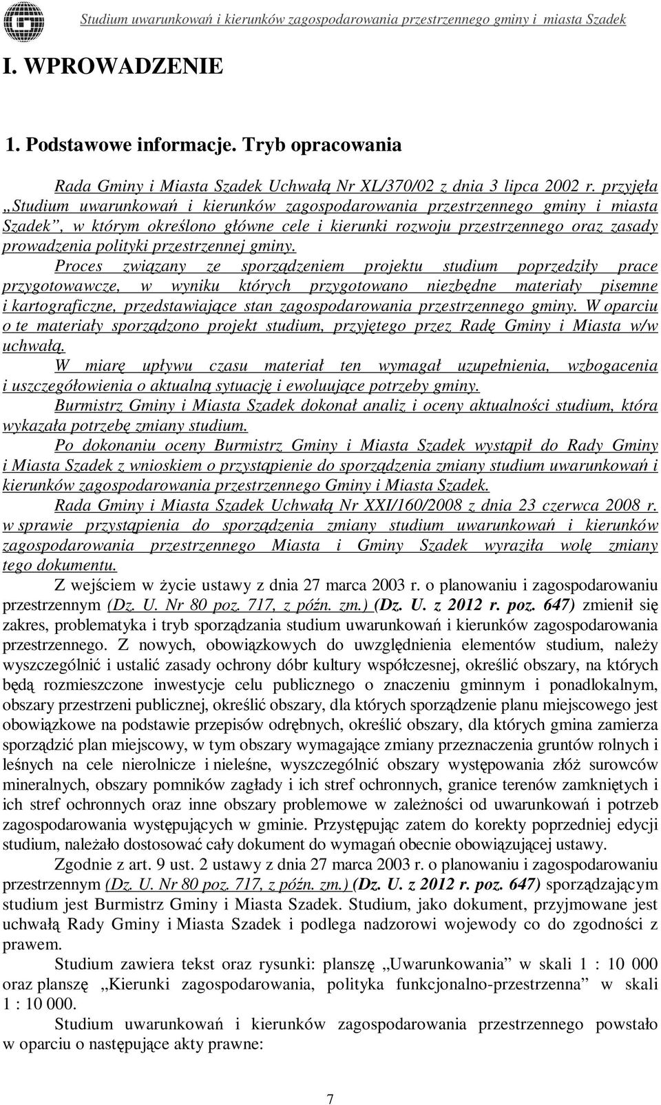 przestrzennej gminy.