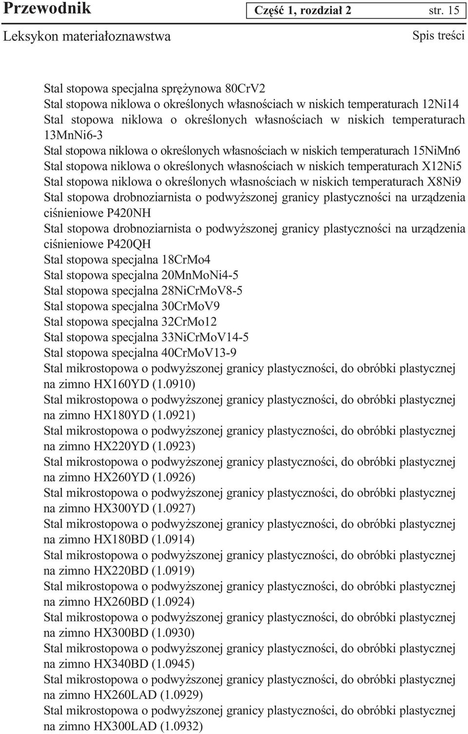 13MnNi6-3 Stal stopowa niklowa o okreêlonych w asnoêciach w niskich temperaturach 15NiMn6 Stal stopowa niklowa o okreêlonych w asnoêciach w niskich temperaturach X12Ni5 Stal stopowa niklowa o