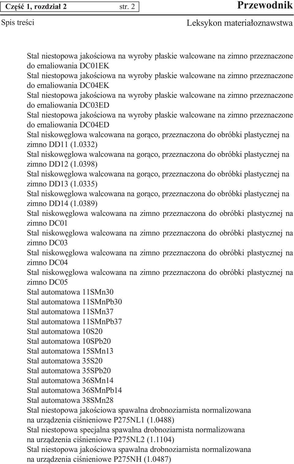 emaliowania DC04EK Stal niestopowa jakoêciowa na wyroby p askie walcowane na zimno przeznaczone do emaliowania DC03ED Stal niestopowa jakoêciowa na wyroby p askie walcowane na zimno przeznaczone do