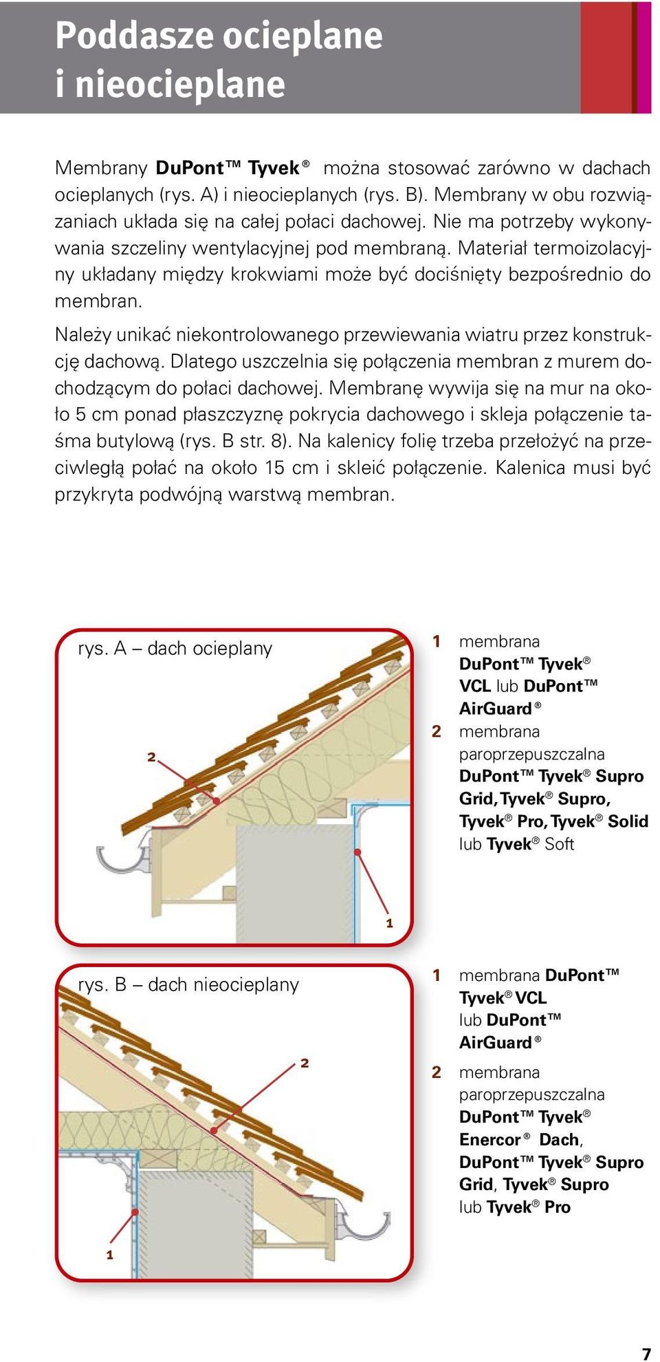 Materiał termoizolacyjny układany między krokwiami może być dociśnięty bezpośrednio do membran. Należy unikać niekontrolowanego przewiewania wiatru przez konstrukcję dachową.