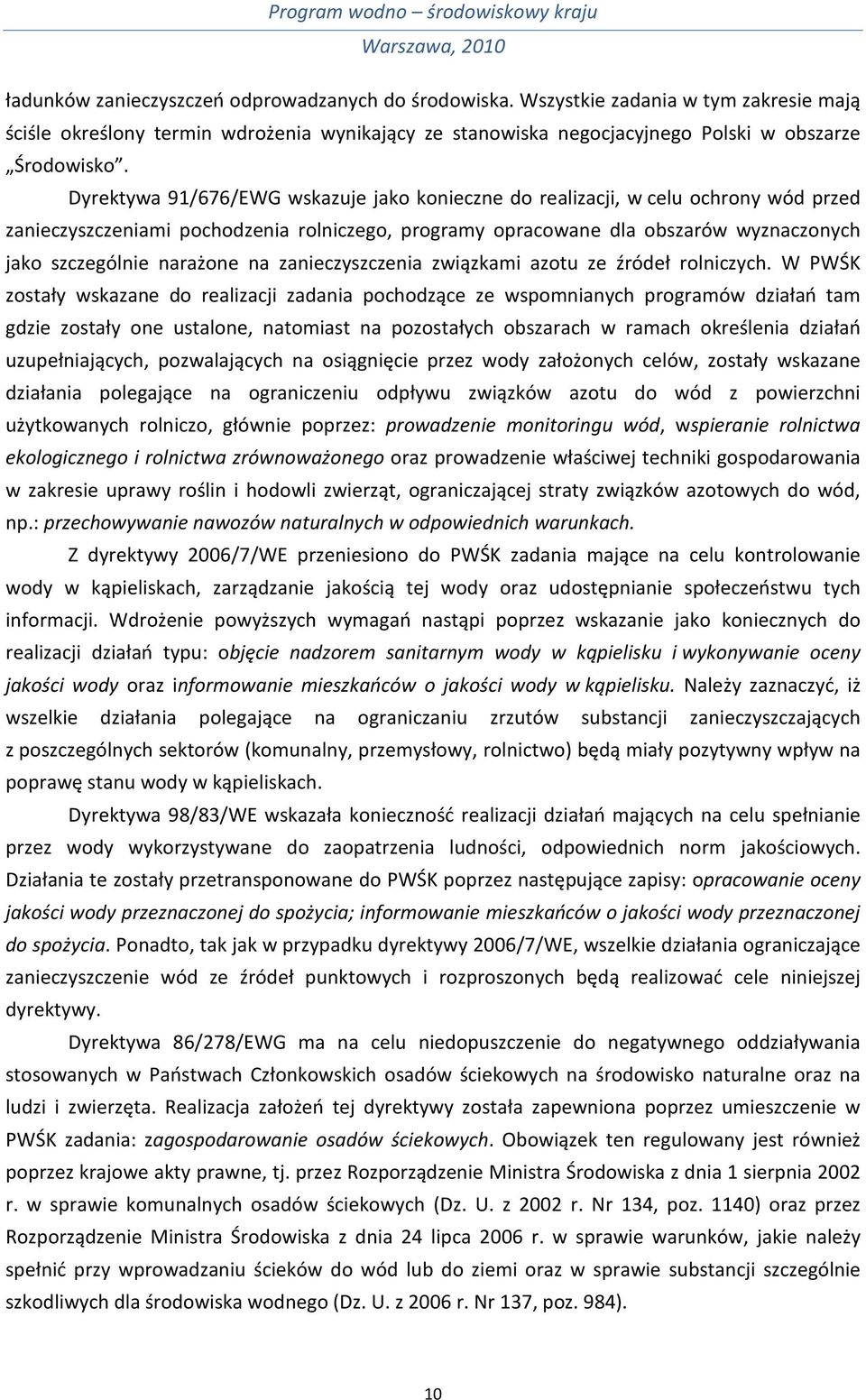 na zanieczyszczenia związkami azotu ze źródeł rolniczych.