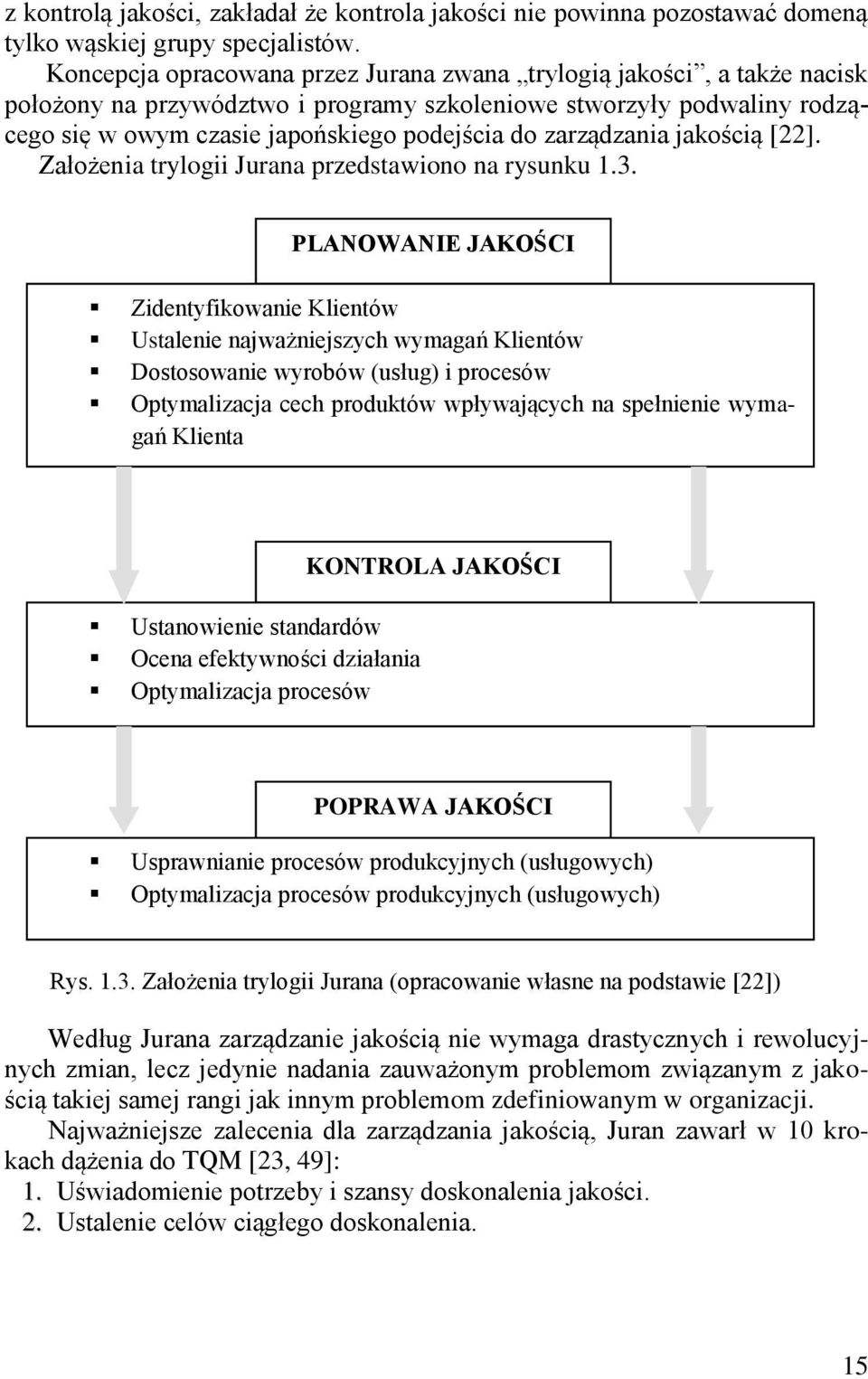 zarządzania jakością [22]. Założenia trylogii Jurana przedstawiono na rysunku 1.3.