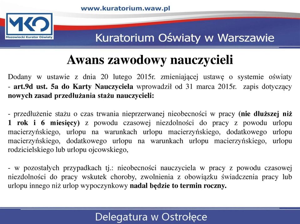 niezdolności do pracy z powodu urlopu macierzyńskiego, urlopu na warunkach urlopu macierzyńskiego, dodatkowego urlopu macierzyńskiego, dodatkowego urlopu na warunkach urlopu macierzyńskiego, urlopu