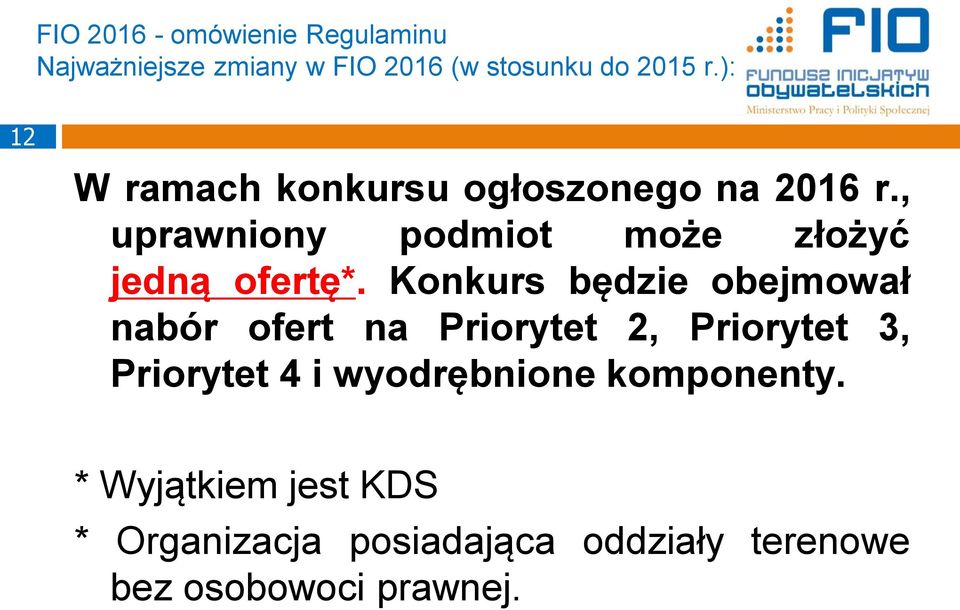 Konkurs będzie obejmował nabór ofert na Priorytet 2, Priorytet 3, Priorytet 4 i wyodrębnione