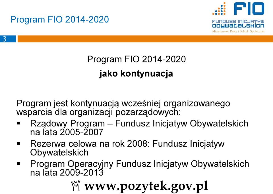 Program Fundusz Inicjatyw Obywatelskich na lata 2005-2007 Rezerwa celowa na rok 2008: