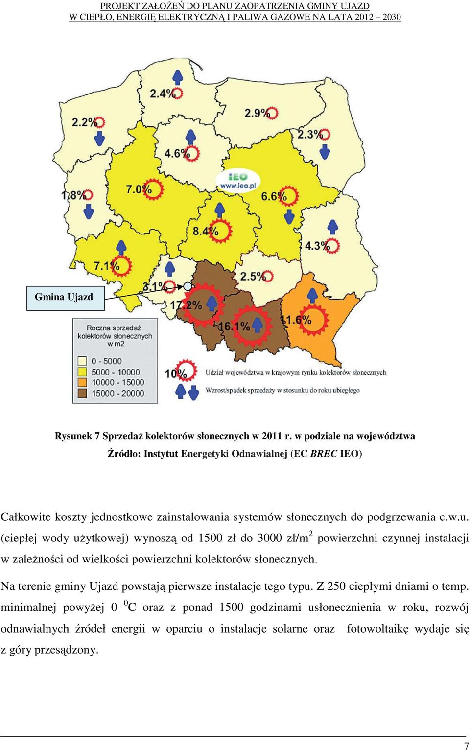 Energetyki Odnawialnej (EC BREC IEO) Całkowite koszty jednostkowe zainstalowania systemów słonecznych do podgrzewania c.w.u.