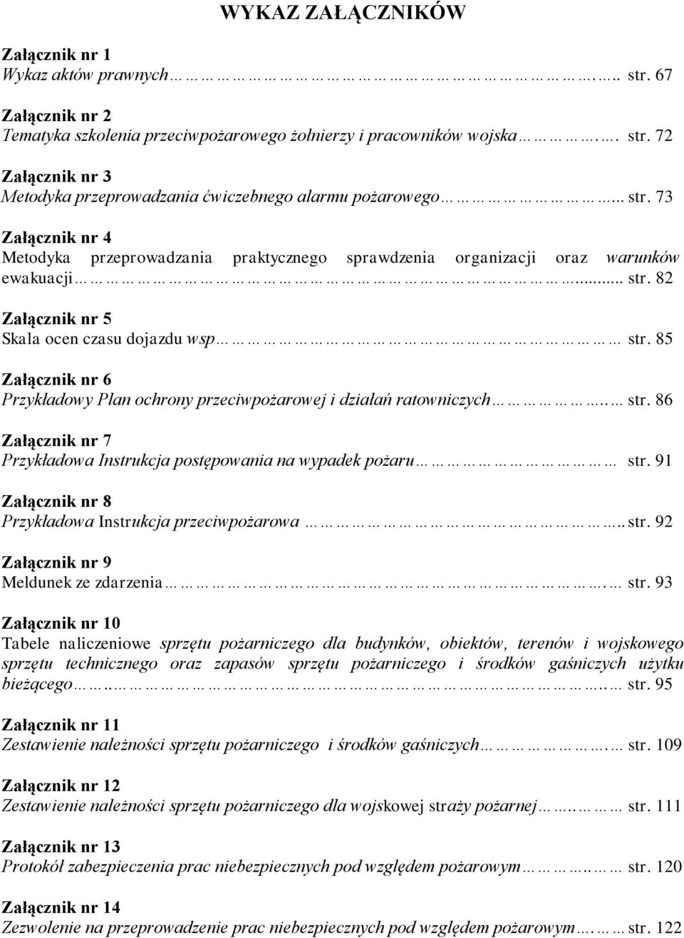 85 Załącznik nr 6 Przykładowy Plan ochrony przeciwpożarowej i działań ratowniczych.. str. 86 Załącznik nr 7 Przykładowa Instrukcja postępowania na wypadek pożaru str.