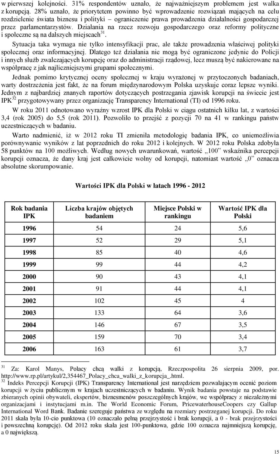 Działania na rzecz rozwoju gospodarczego oraz reformy polityczne i społeczne są na dalszych miejscach 31.