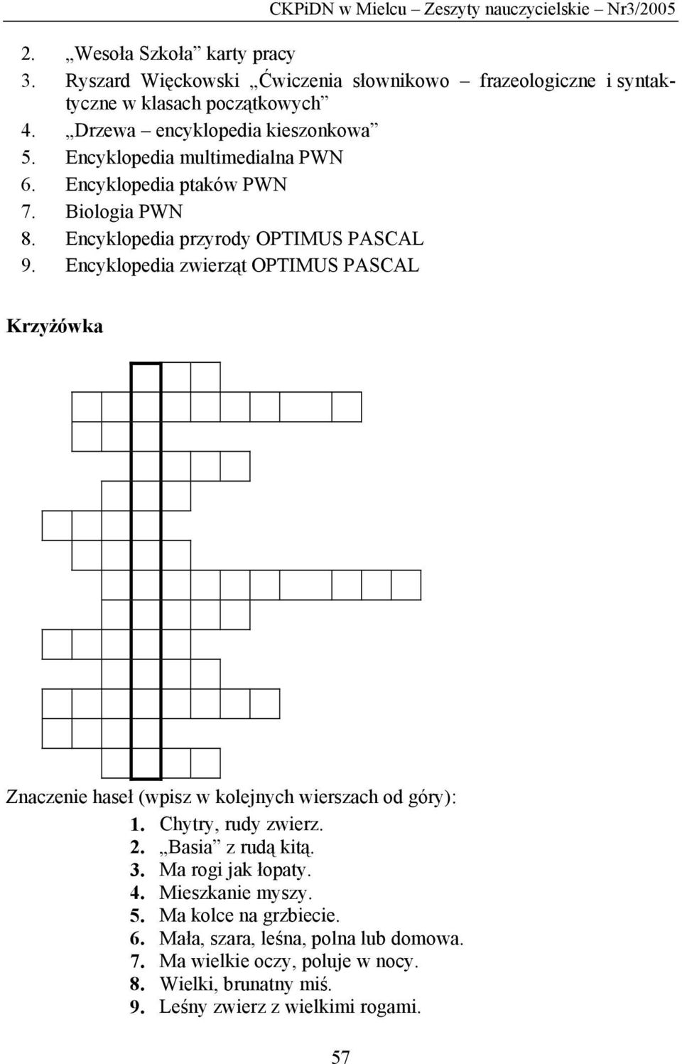 Encyklopedia ptaków PWN 7. Biologia PWN 8. Encyklopedia przyrody OPTIMUS PASCAL 9.