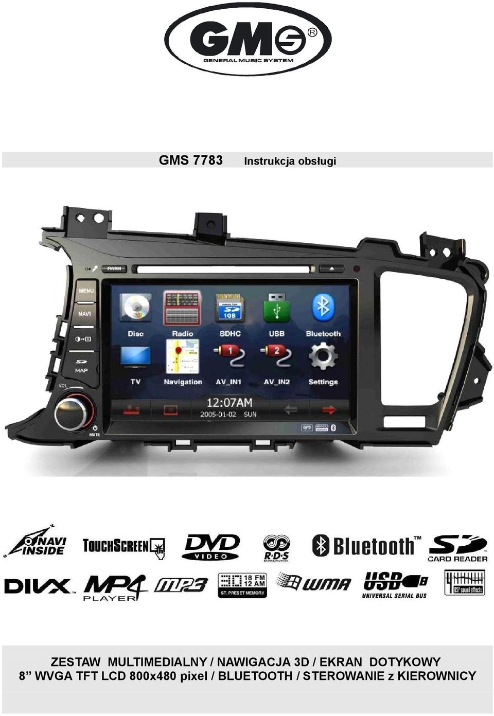 DOTYKOWY 8 WVGA TFT LCD 800x480
