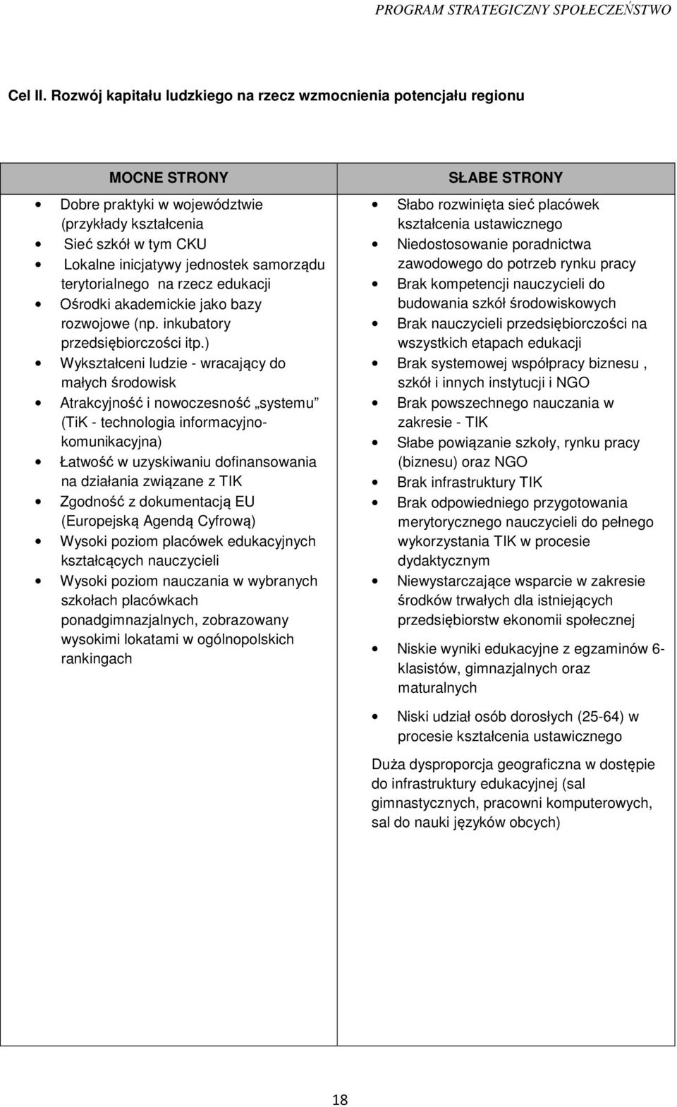 terytorialnego na rzecz edukacji Ośrodki akademickie jako bazy rozwojowe (np. inkubatory przedsiębiorczości itp.