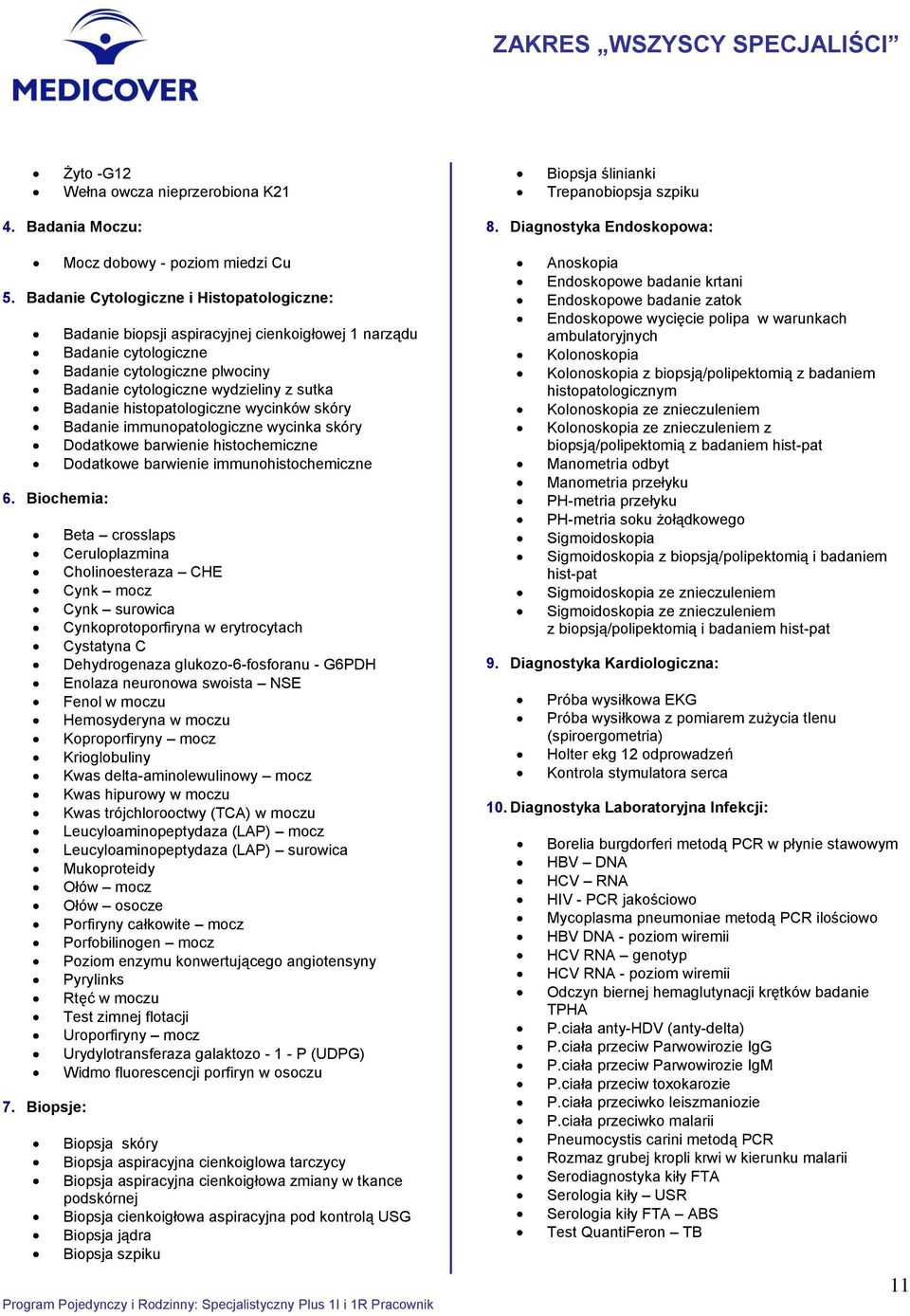 Badanie immunopatologiczne wycinka skóry Dodatkowe barwienie histochemiczne Dodatkowe barwienie immunohistochemiczne Beta crosslaps Ceruloplazmina Cholinoesteraza CHE Cynk mocz Cynk surowica