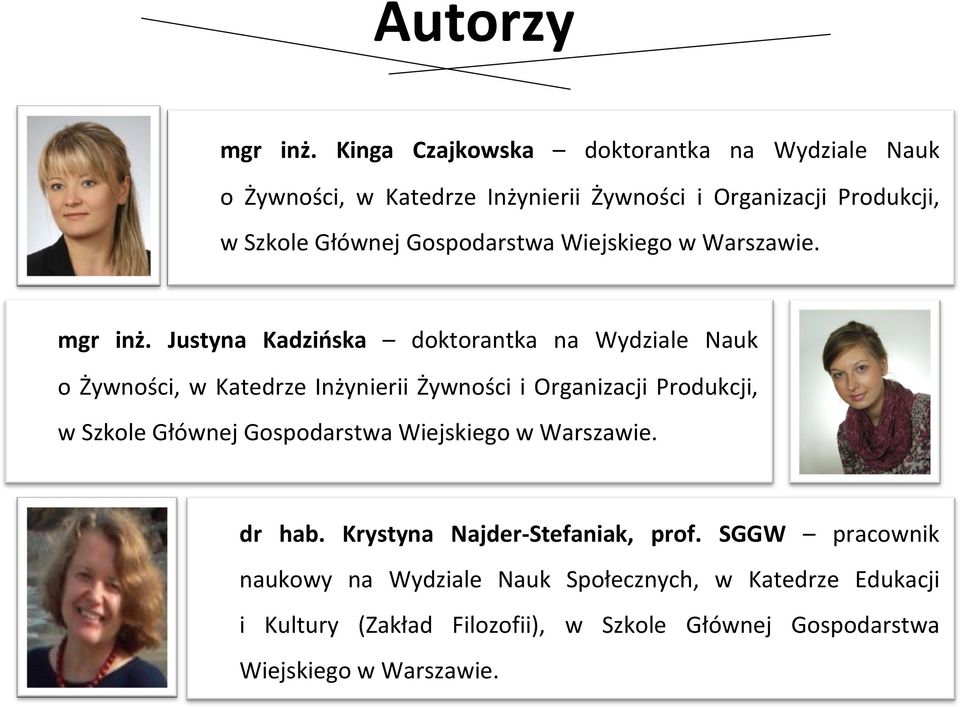 Gospodarstwa Wiejskiego w Warszawie. mgr inż.