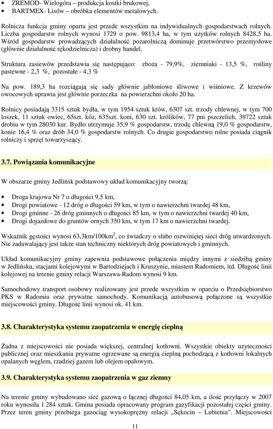 Wśród gospodarstw prowadzących działalność pozarolniczą dominuje przetwórstwo przemysłowe (głównie działalność rękodzielnicza) i drobny handel.