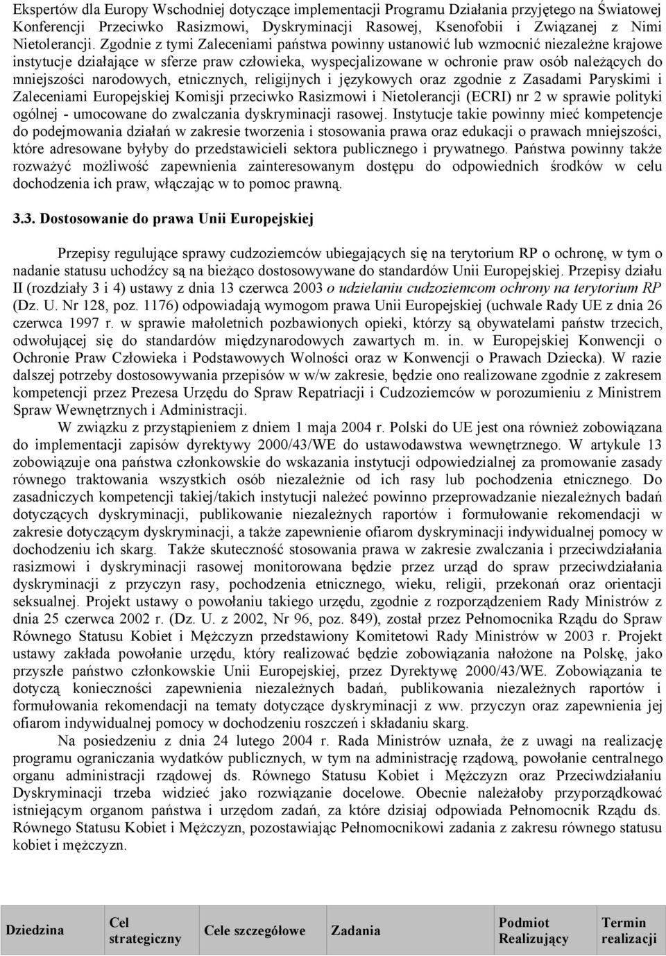 narodowych, etnicznych, religijnych i językowych oraz zgodnie z Zasadami Paryskimi i Zaleceniami Europejskiej Komisji przeciwko Rasizmowi i Nietolerancji (ECRI) nr 2 w sprawie polityki ogólnej -