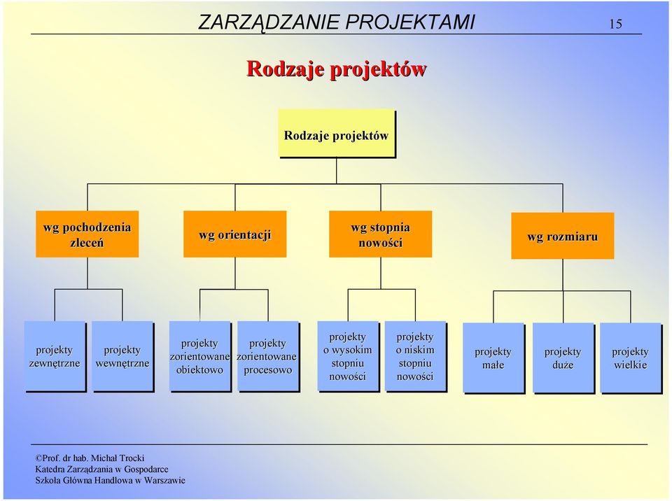 projekty zorientowane obiektowo projekty zorientowane procesowo projekty o wysokim