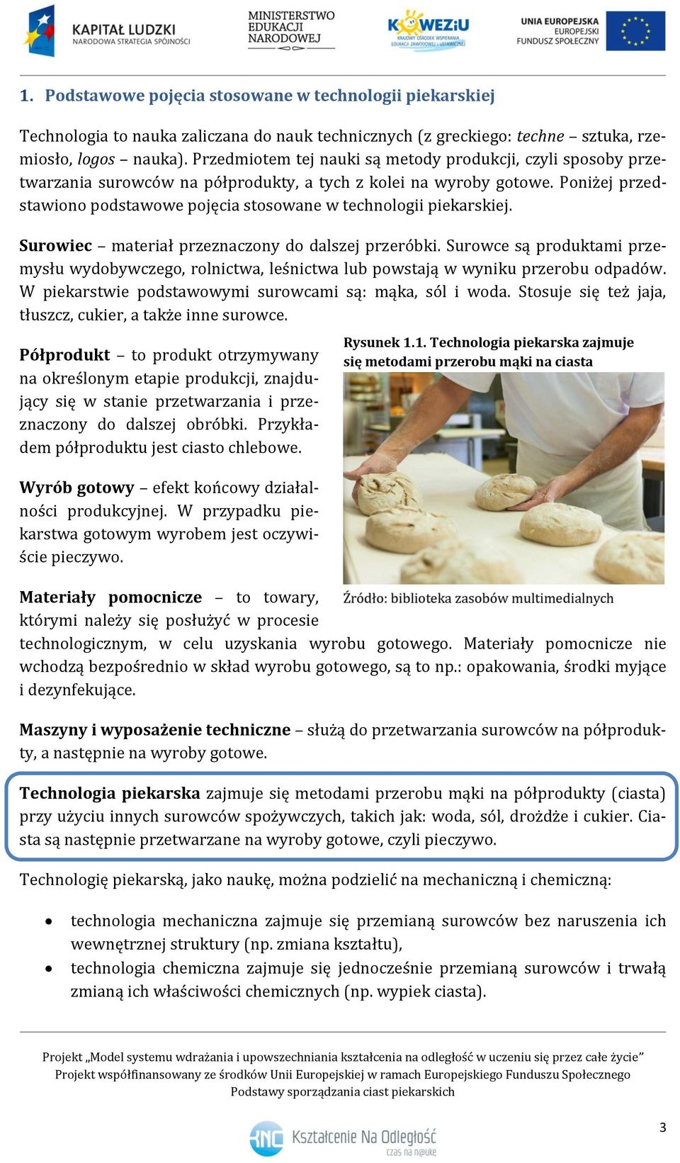Poniżej przedstawiono podstawowe pojęcia stosowane w technologii piekarskiej. Surowiec materiał przeznaczony do dalszej przeróbki.