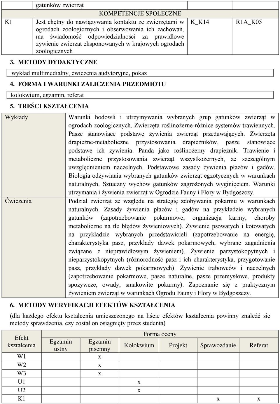 FORMA I WARUNKI ZALICZENIA PRZEDMIOTU kolokwium, egzamin, referat 5.