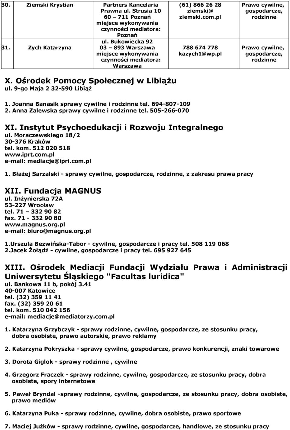 Instytut Psychoedukacji i Rozwoju Integralnego ul. Moraczewskiego 18/2 30-376 Kraków tel. kom. 512 020 518 www.iprt.com.pl e-mail: mediacje@ipri.com.pl 1.
