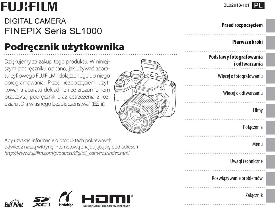 Przed rozpoczęciem użytkowania aparatu dokładnie i ze zrozumieniem przeczytaj podręcznik oraz ostrzeżenia z rozdziału Dla własnego bezpieczeństwa (P ii).