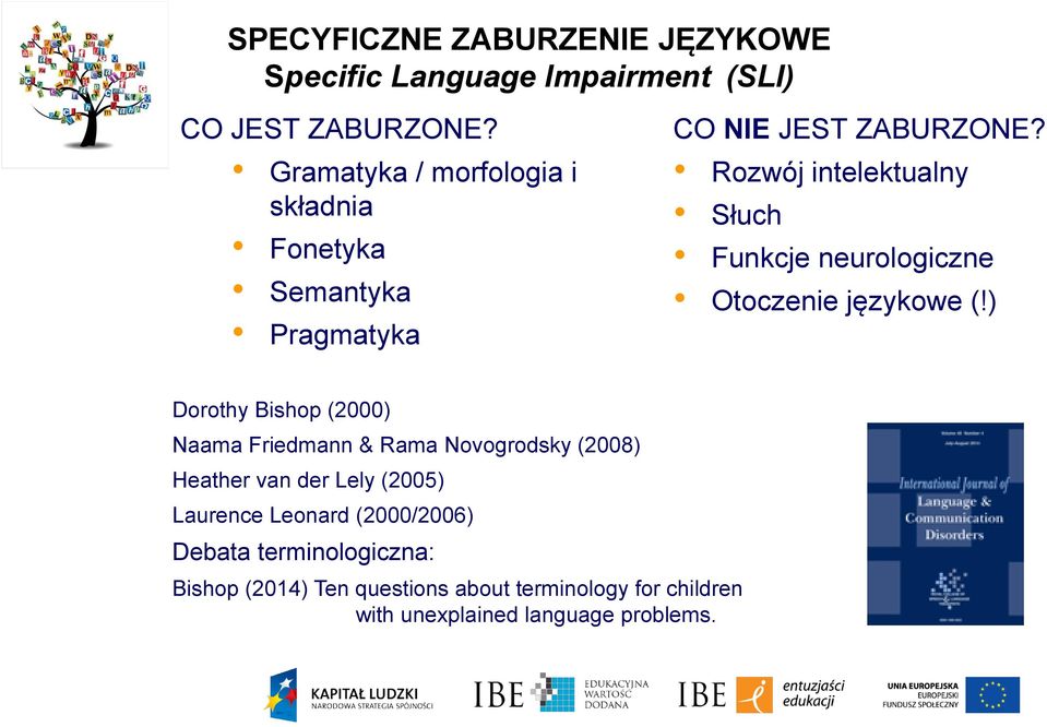 Rozwój intelektualny Słuch Funkcje neurologiczne Otoczenie językowe (!