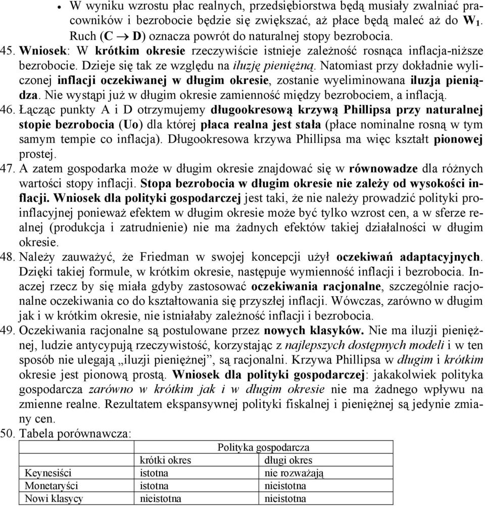 Dzieje się tak ze względu na iluzję pieniężną. Natomiast przy dokładnie wyliczonej inflacji oczekiwanej w długim okresie, zostanie wyeliminowana iluzja pieniądza.