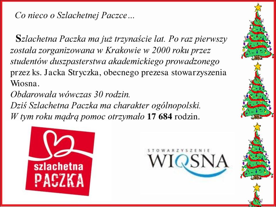 akademickiego prowadzonego przez ks. Jacka Stryczka, obecnego prezesa stowarzyszenia Wiosna.